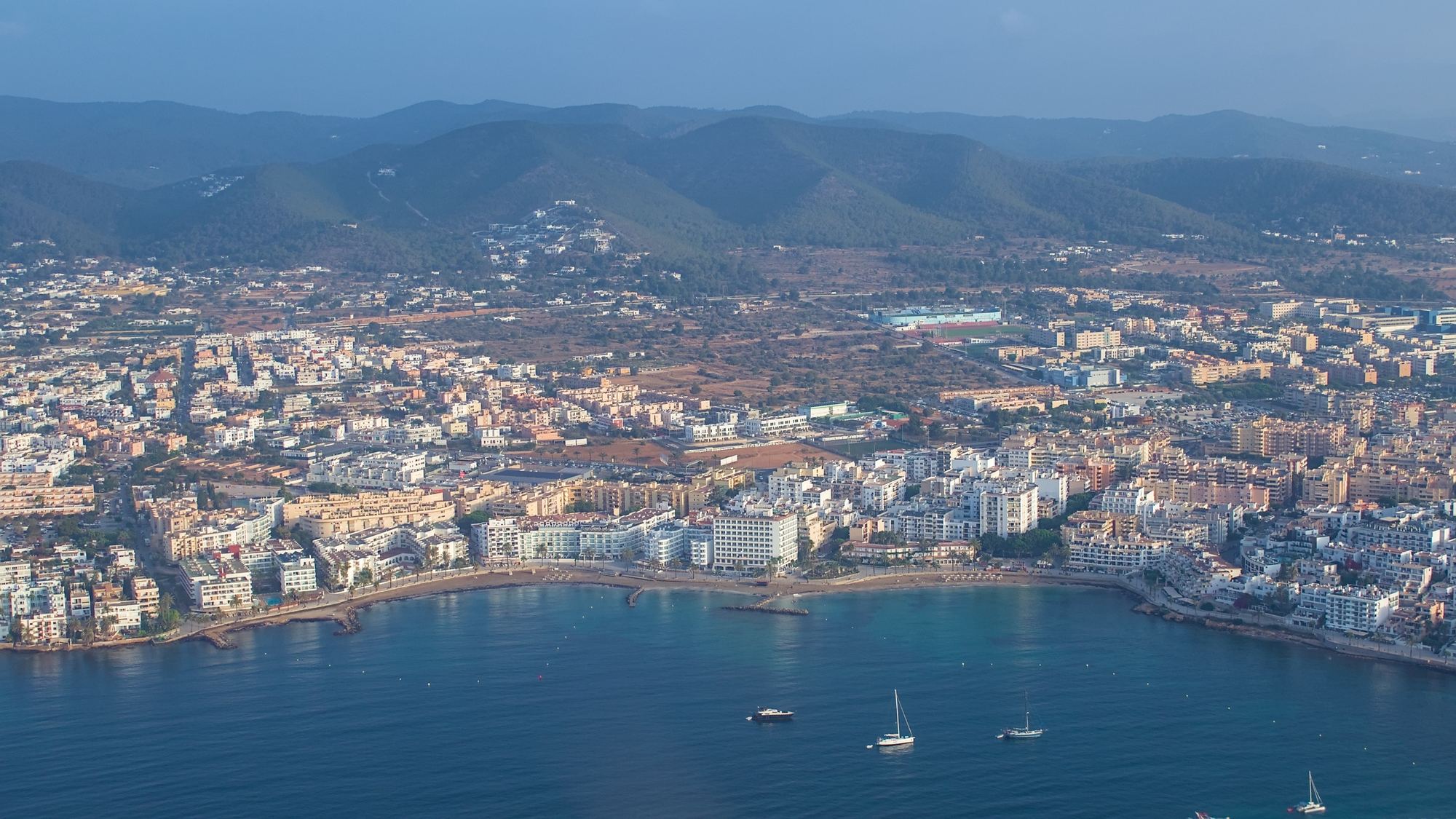 Ibiza town and Ses Figueretes seen from the air